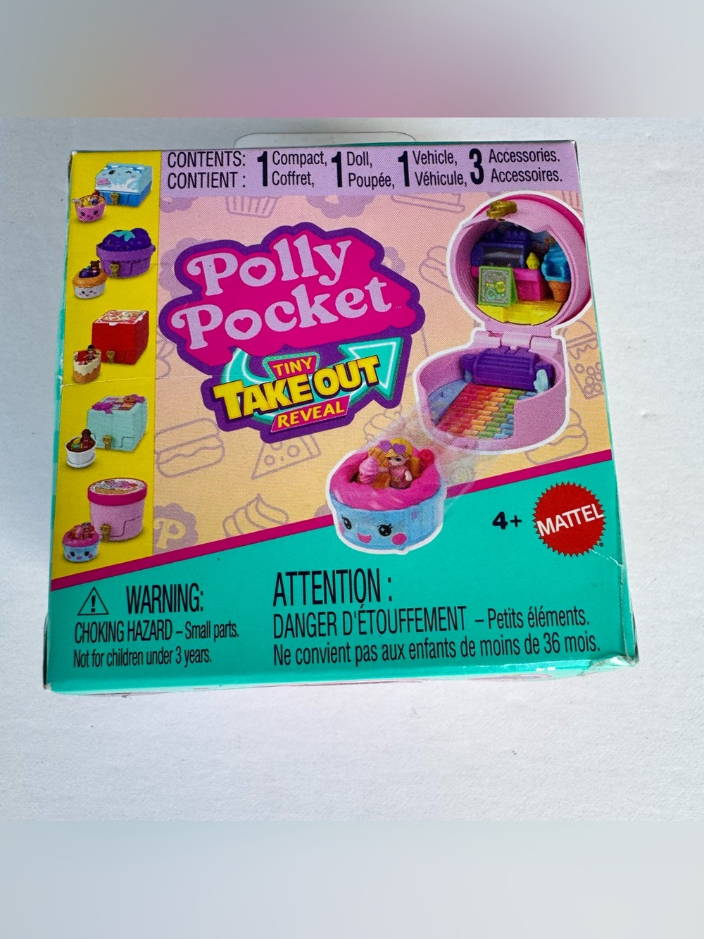 Mattel Polly Pocket Tiny Takeout Reveal Compact, Doll, Vehicle New